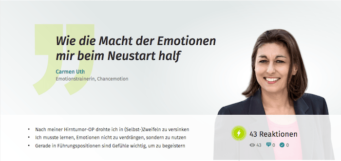 Die Macht der Emotion, Artikel bei Xing Klartext von Carmen Uth